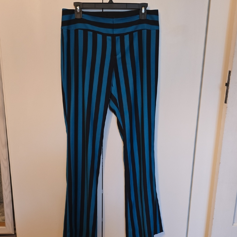 Alice + Olivia Vibrant Blue and Black Stripped Pants